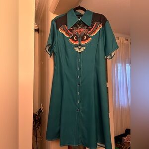 Alolani Brand Vintage Printed Moth Shirt Dress